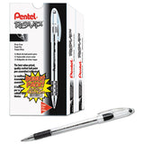 R.s.v.p. Stick Ballpoint Pen Value Pack, 0.7mm, Black Ink, Clear-black Barrel, 24pk