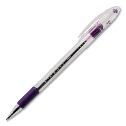 R.s.v.p. Stick Ballpoint Pen, Fine 0.7mm, Violet Ink, Clear-violet Barrel, Dozen