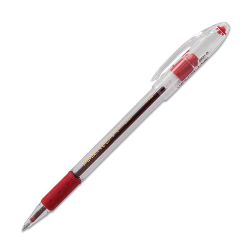R.s.v.p. Stick Ballpoint Pen, Medium 1mm, Red Ink, Clear-red Barrel, Dozen