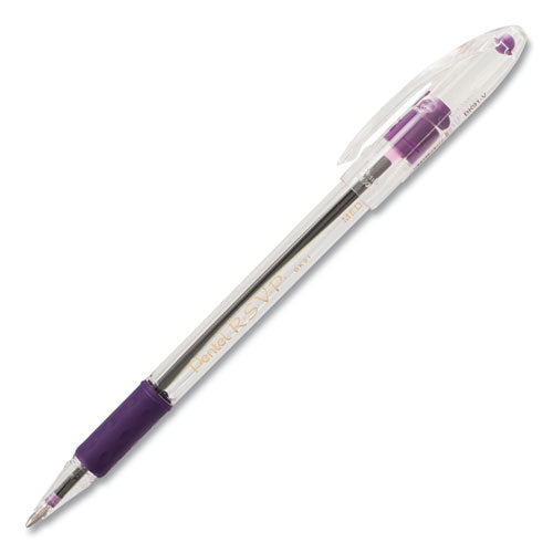 R.s.v.p. Stick Ballpoint Pen, Medium 1mm, Violet Ink, Clear-violet Barrel, Dozen