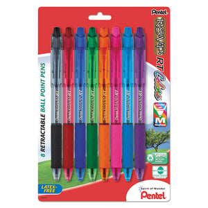 R.s.v.p. Rt Retractable Ballpoint Pen, 1mm, Assorted Ink, Clear Barrel, 8-pack