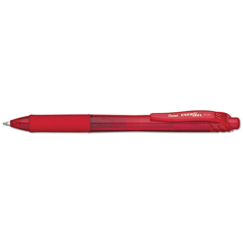 Energel-x Retractable Gel Pen, 0.7 Mm Metal Tip, Red Ink-barrel, Dozen