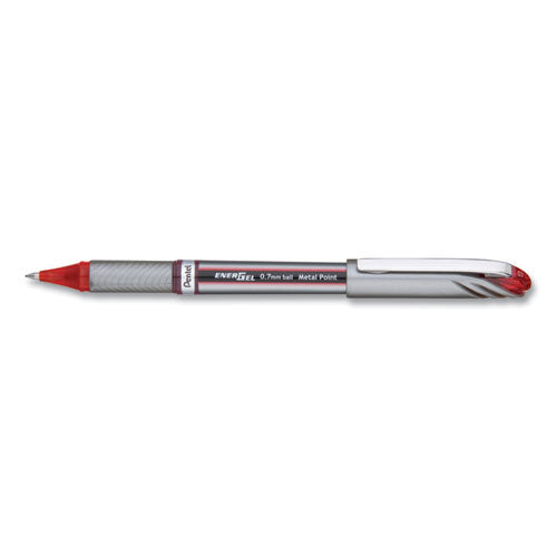 Energel Nv Stick Gel Pen, 0.7 Mm Metal Tip, Red Ink-barrel, Dozen