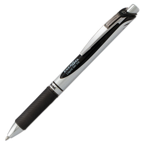 Energel Rtx Retractable Gel Pen, Medium 0.7 Mm, Black Ink, Black-gray Barrel