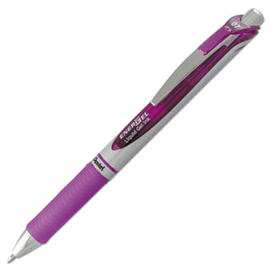 Energel Rtx Retractable Gel Pen, Medium 0.7 Mm, Violet Ink, Violet-gray Barrel