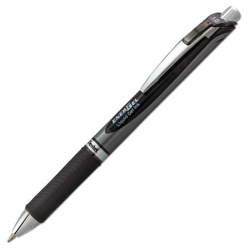 Energel Rtx Retractable Gel Pen, Bold 1 Mm, Black Ink, Black-gray Barrel