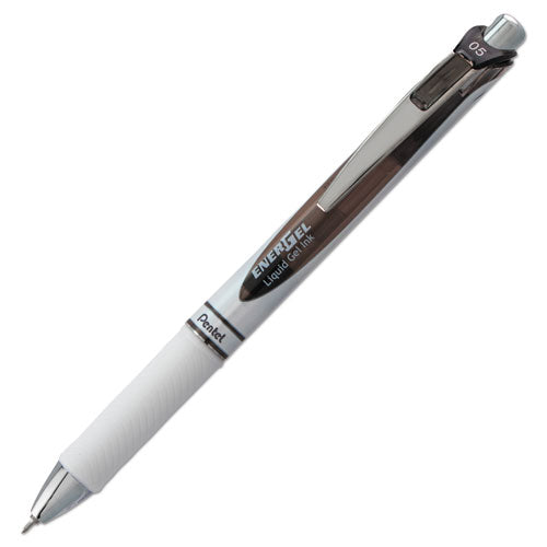 Energel Rtx Retractable Gel Pen, 0.5 Mm, Black Ink, White-black Barrel