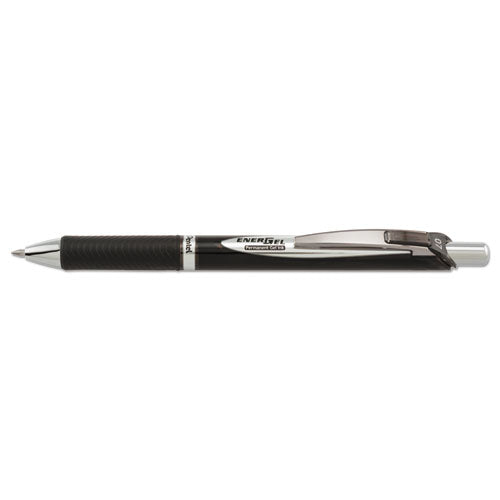 Energel Pro Retractable Gel Pen, Medium 0.7mm, Black Ink, Black Barrel
