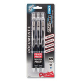 Energel Pro Retractable Gel Pen, Medium 0.7mm, Blue Ink, Black Barrel, 3-pack