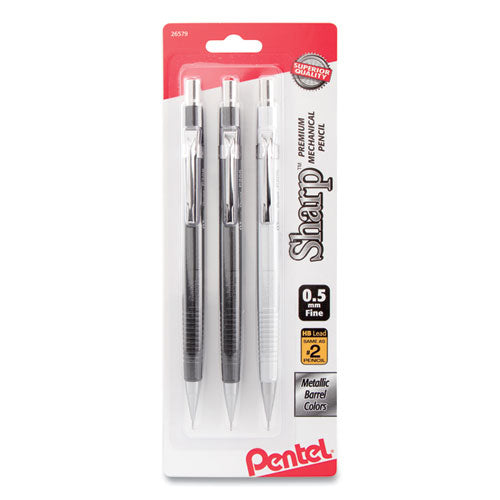 Sharp Mechanical Pencil, 0.5 Mm, Hb (#2.5), Black Lead, Assorted Barrel Colors, 3-pack