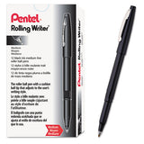 Rolling Writer Stick Roller Ball Pen, Medium 0.8mm, Black Ink-barrel, Dozen