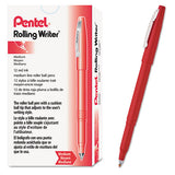 Rolling Writer Stick Roller Ball Pen, Medium 0.8mm, Red Ink-barrel, Dozen