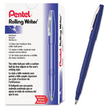 Rolling Writer Stick Roller Ball Pen, Medium 0.8mm, Blue Ink-barrel, Dozen