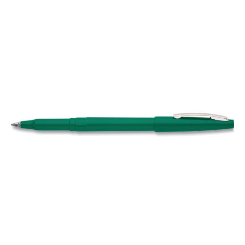 Rolling Writer Stick Roller Ball Pen, Medium 0.8mm, Green Ink-barrel, Dozen