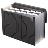 Sliding Cover Expanding File, 4" Expansion, 13 Sections, 1-6-cut Tab, Letter Size, Black