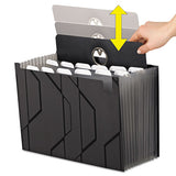 Sliding Cover Expanding File, 4" Expansion, 13 Sections, 1-6-cut Tab, Letter Size, Black