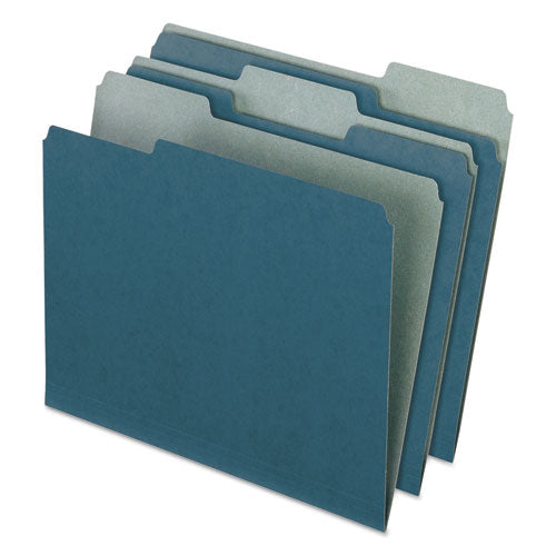 Earthwise By 100% Recycled Colored File Folders, 1-3-cut Tabs, Letter Size, Blue, 100-box