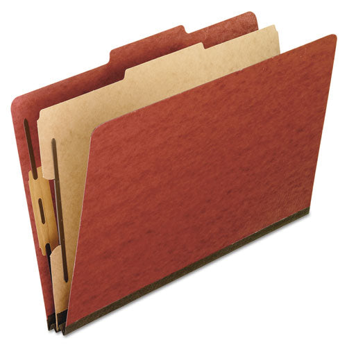 Four-, Six-, And Eight-section Pressboard Classification Folders, 1 Divider, Embedded Fasteners, Letter Size, Red, 10-box