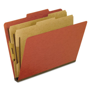 Four-, Six-, And Eight-section Pressboard Classification Folders, 2 Dividers, Bonded Fasteners, Letter Size, Red, 10-box