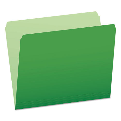 Colored File Folders, Straight Tab, Letter Size, Green-light Green, 100-box
