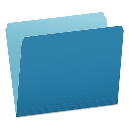Colored File Folders, Straight Tab, Letter Size, Blue-light Blue, 100-box