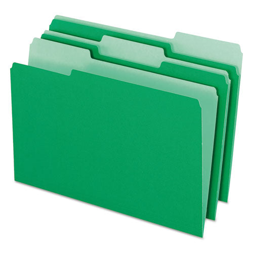 Colored File Folders, 1-3-cut Tabs, Legal Size, Green-light Green, 100-box