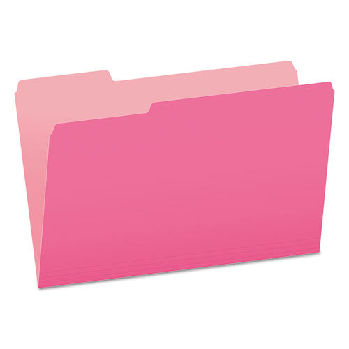Colored File Folders, 1-3-cut Tabs, Legal Size, Pink-light Pink, 100-box