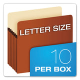 Standard Expanding File Pockets, 5.25" Expansion, Letter Size, Red Fiber, 10-box