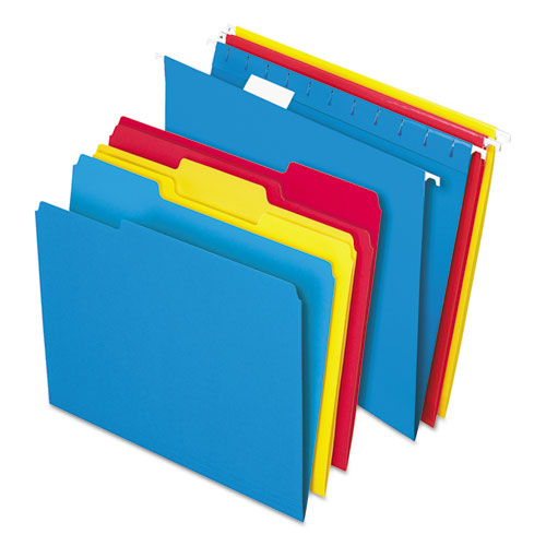 Combo Filing Kit, Letter Size, 1-3-cut File Folders, 1-5-cut Hanging File Folders, Assorted, 12 Sets