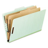 Four-, Six-, And Eight-section Pressboard Classification Folders, 2 Dividers, Embedded Fasteners, Letter Size, Green, 10-box