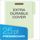 Heavy-duty Pressboard Folders W- Embossed Fasteners, Letter Size, Green, 25-box