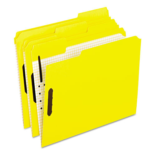 Colored Folders With Two Embossed Fasteners, 1-3-cut Tabs, Letter Size, Yellow, 50-box
