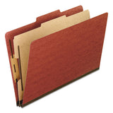 Four-, Six-, And Eight-section Pressboard Classification Folders, 1 Divider, Embedded Fasteners, Legal Size, Red, 10-box