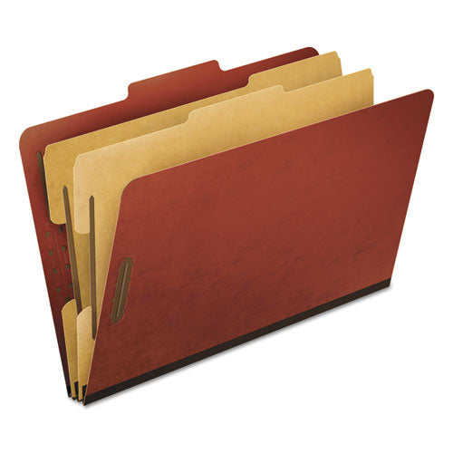 Four-, Six-, And Eight-section Pressboard Classification Folders, 2 Dividers, Embedded Fasteners, Legal Size, Red, 10-box