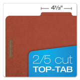 Four-, Six-, And Eight-section Pressboard Classification Folders, 2 Dividers, Embedded Fasteners, Legal Size, Red, 10-box