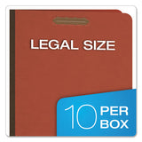 Four-, Six-, And Eight-section Pressboard Classification Folders, 2 Dividers, Embedded Fasteners, Legal Size, Red, 10-box