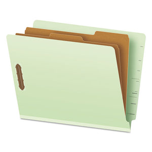 End Tab Classification Folders, 2 Dividers, Letter Size, Pale Green, 10-box