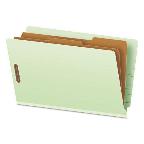 End Tab Classification Folders, 2 Dividers, Legal Size, Pale Green, 10-box
