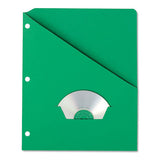 Slash Pocket Project Folders, 3-hole Punched, Straight Tab, Letter Size, Green, 25-pack