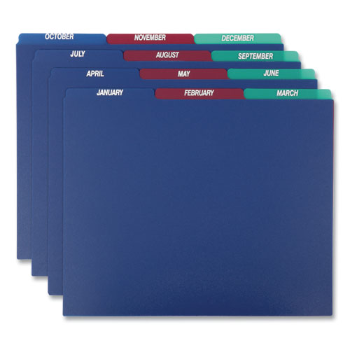 Poly Top Tab File Guides, 1-3-cut Top Tab, January To December, 8.5 X 11, Assorted Colors, 12-set