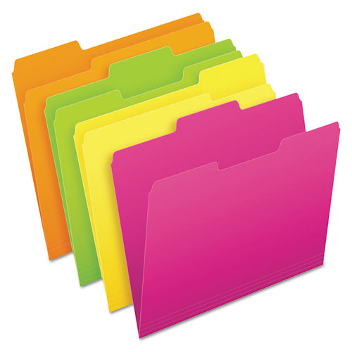 Glow File Folders, 1-3-cut Tabs, Letter Size, Assorted, 24-pack