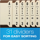 General Purpose Indexed Sorter, 31 Dividers, Alpha-numeric-months-dates-days, Letter-size, Brown Frame