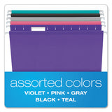 Colored Reinforced Hanging Folders, Letter Size, 1-5-cut Tab, Assorted, 25-box
