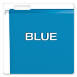 Colored Reinforced Hanging Folders, Letter Size, 1-5-cut Tab, Blue, 25-box