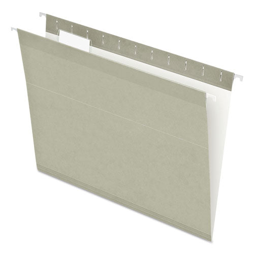 Colored Reinforced Hanging Folders, Letter Size, 1-5-cut Tab, Gray, 25-box