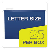 Colored Reinforced Hanging Folders, Letter Size, 1-5-cut Tab, Navy, 25-box