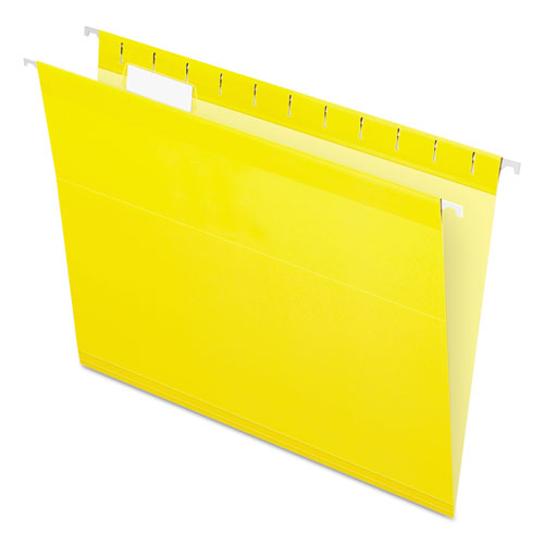 Colored Reinforced Hanging Folders, Letter Size, 1-5-cut Tab, Yellow, 25-box