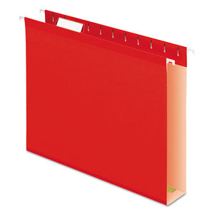 Extra Capacity Reinforced Hanging File Folders With Box Bottom, Letter Size, 1-5-cut Tab, Red, 25-box