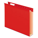 Extra Capacity Reinforced Hanging File Folders With Box Bottom, Letter Size, 1-5-cut Tab, Red, 25-box