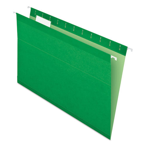 Colored Reinforced Hanging Folders, Legal Size, 1-5-cut Tab, Bright Green, 25-box